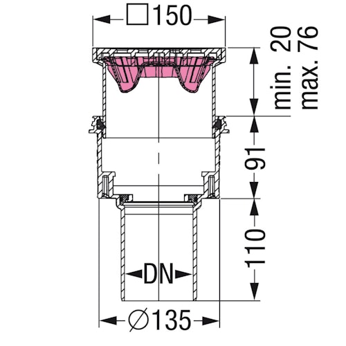 KESSEL 34102 - Kellerablauf 150 x 150 mm