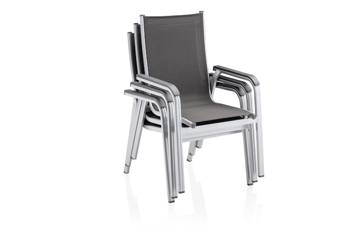 Kettler Stapelsessel BASIC PLUS, Aluminium Silber / Outdoorgewebe Anthrazit