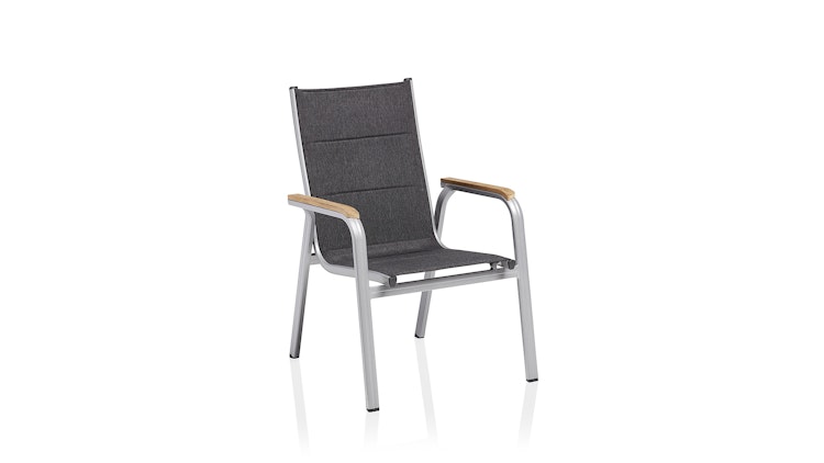 Kettler Stapelsessel GRANADA PADDED, Aluminium Silber / Outdoorgewebe Anthrazit - Auslaufartikel / Einzelstück