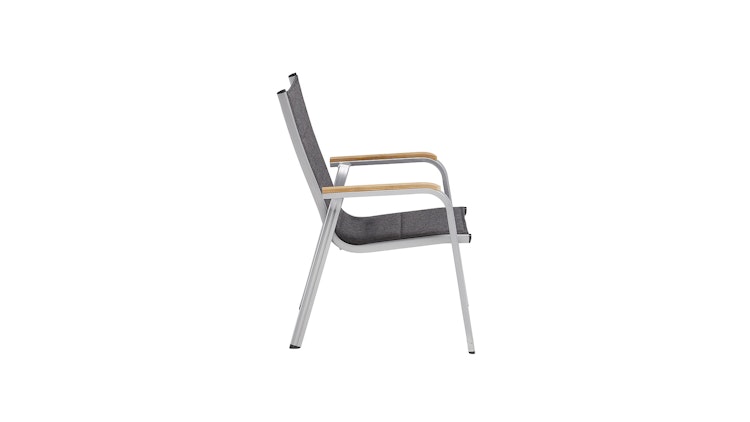 Kettler Stapelsessel GRANADA PADDED, Aluminium Silber / Outdoorgewebe Anthrazit - Auslaufartikel / Einzelstück