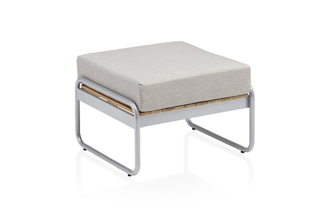 Kettler Hocker / Beistelltisch ENDLESS SUMMER, Aluminium Silber / Teak / Olefin (100 % Polypropylen) Hellgrau Vorschaubild Galerie