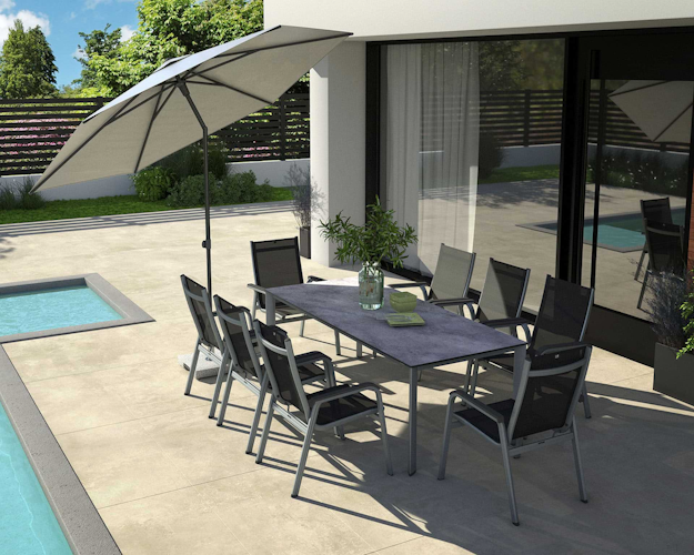 Kettler Multipositionssessel BASIC PLUS, Aluminium Silber / Outdoorgewebe Anthrazit