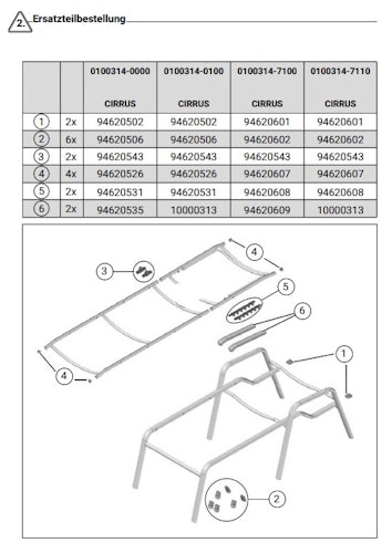 Kettler Ersatzteil Kederprofilstopfen für Stapelliege CIRRUS Anthrazit, 4er Set