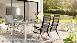 Kettler Gartenmöbel-Set WAVE, Aluminium-Tisch 220 x 95 + 6 Sessel