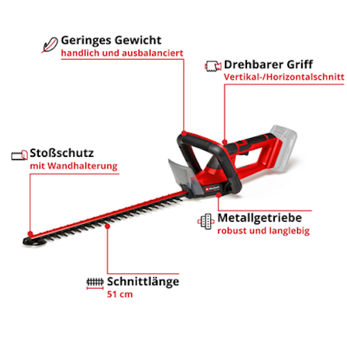 Einhell Akku-Heckenschere GC-CH 18/50 Li-Solo 3410945