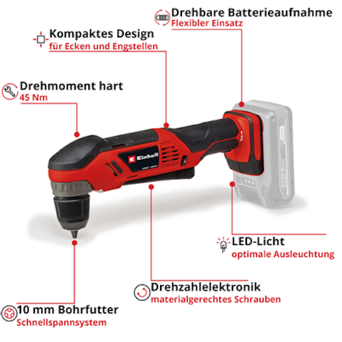 Einhell Akku-Winkelbohrmaschine TE-AD 18 Li - Solo 4514290