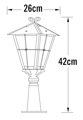 Konstsmide Gartenleuchtenkopf Fenix, massives Kupfer, klares Glas (431-900)