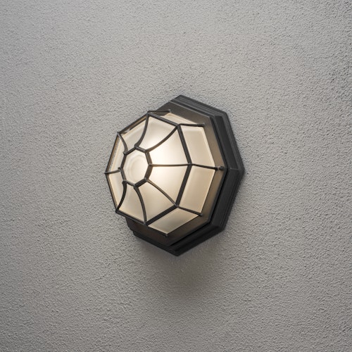 Konstsmide Wand-u. Deckenleuchte, matt schwarz, opales Glas (7091-750)