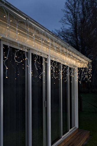 Konstsmide Weihnachtsbeleuchtung  LED Eisregen Lichtervorhang 96 bernsteinfarbene Dioden