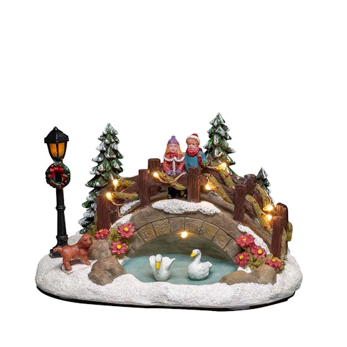 Konstsmide Weihnachtsbeleuchtung  LED Szenerie Teich mit Brücke