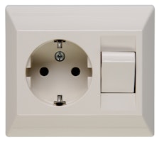 Kopp Schutzkontakt- Steckdose mit Universalschalter, creme-weiß