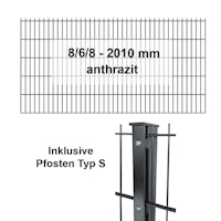 Kraus DS 8/6/8 - 2010 mm anthrazit - Pfosten S - Komplettset 2 - 50 Meter