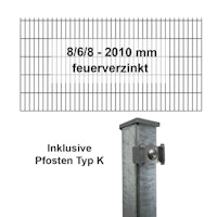 Kraus DS 8/6/8 - 2010 mm feuerverzinkt - Pfosten K - Komplettset 2 - 50 Meter