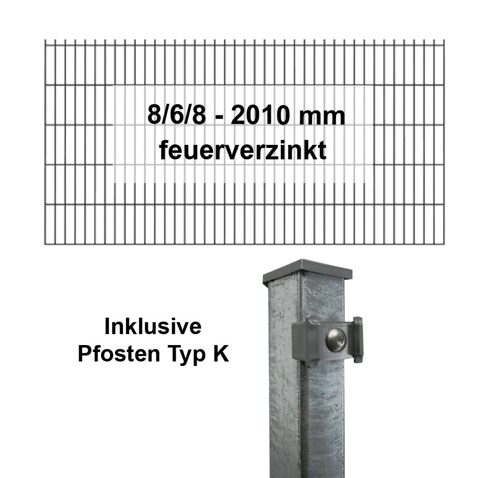 Kraus DS 8/6/8 - 2010 mm feuerverzinkt - Pfosten K - Komplettset 2 - 50 Meter
