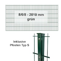 Kraus DS 8/6/8 - 2010 mm grün - Pfosten S - Komplettset 2 - 50 Meter