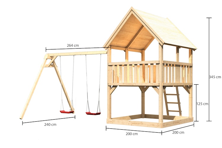 Akubi Kinderspielturm Luis mit Doppelschaukelanbau Bild