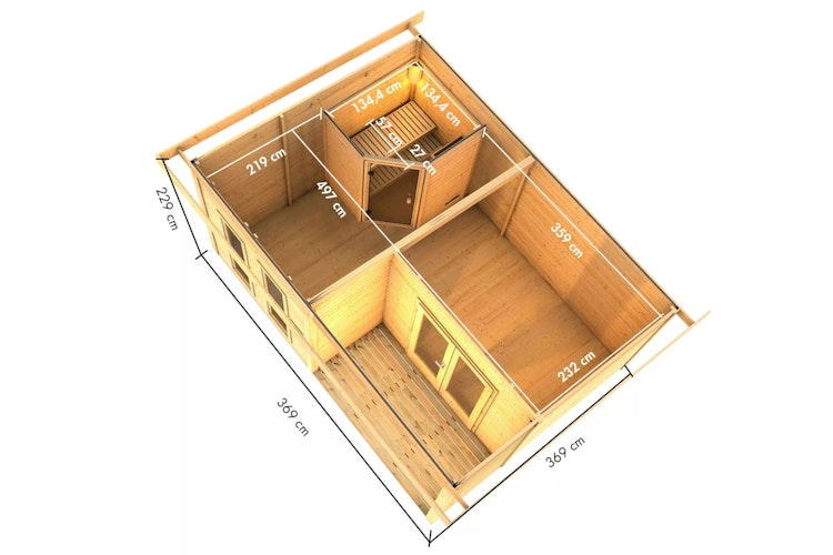 Karibu Saunahaus Mainburg 5 mit Vorraum - 38 mm inkl. gratis Saunaofen & 8-teiligem Zubehörpaket (Gesamtwert 1071,91€) Bild