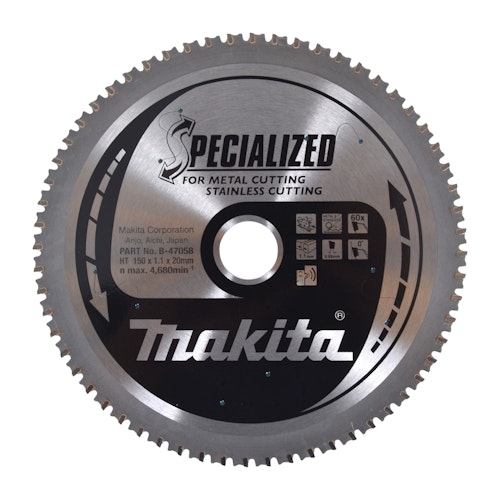 Makita Sägeblatt f. Inox 150x20x60Z B-47058