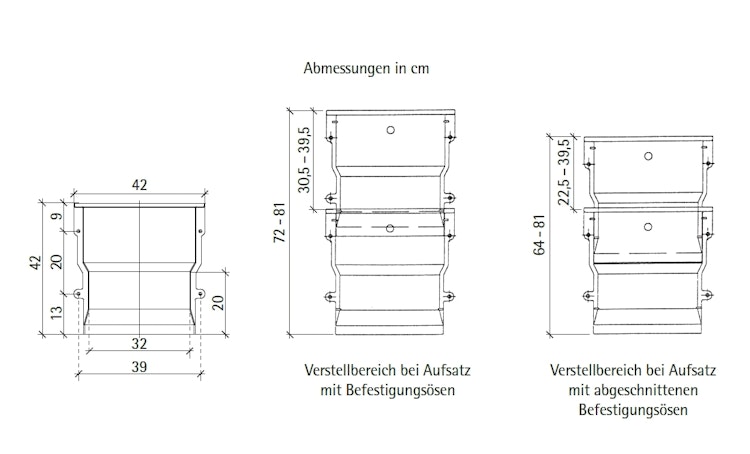 MEA Lüftungsschacht Körper begehbar b=42 cm - h= 42 cm - t= 25 cm