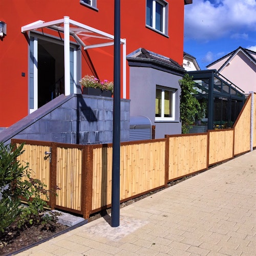 BambusBASIS Modul5 Eckpfosten Cortenstahl 