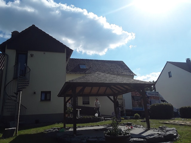Von einem Kunden aufgenommenes Foto von Karibu 4-Eck Pavillon Holm 1/2 kesseldruckimprägniert inkl. gratis H-Pfostenanker