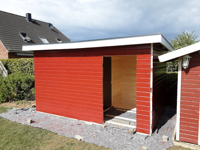 Von einem Kunden aufgenommenes Foto von Karibu Saunahaus Skrollan 3 mit Vorraum naturbelassen (Rechteckfenster) inkl. 9-teiligem gratis Zubehörpaket