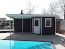 Weka Designhaus 213 B+ inkl. Mein-Gartenshop24 Anbau 300 - Tür 28 mm cm | hoher extra und