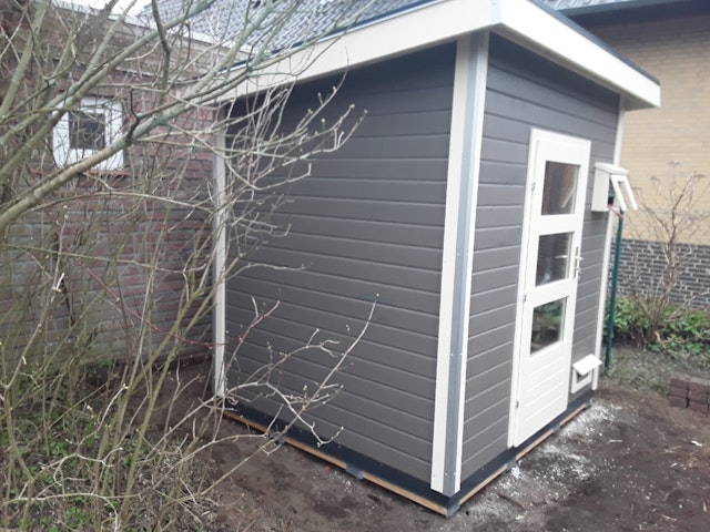 Von einem Kunden aufgenommenes Foto von Karibu Gartensauna Pultdach Saunahaus Norge terragrau inkl. 9-teiligem gratis Zubehörpaket