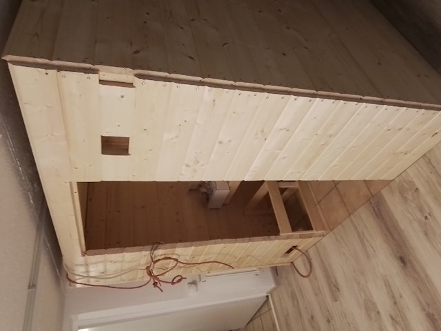 Von einem Kunden aufgenommenes Foto von Karibu Woodfeeling Sauna Selena - 38 mm Massivholz Aktionssauna inkl. 9-teiligem gratis Zubehörpaket