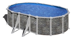 myPOOL Swimming Pool Poolset Feeling Steinoptik - Ovalform mit Stahlwandbecken