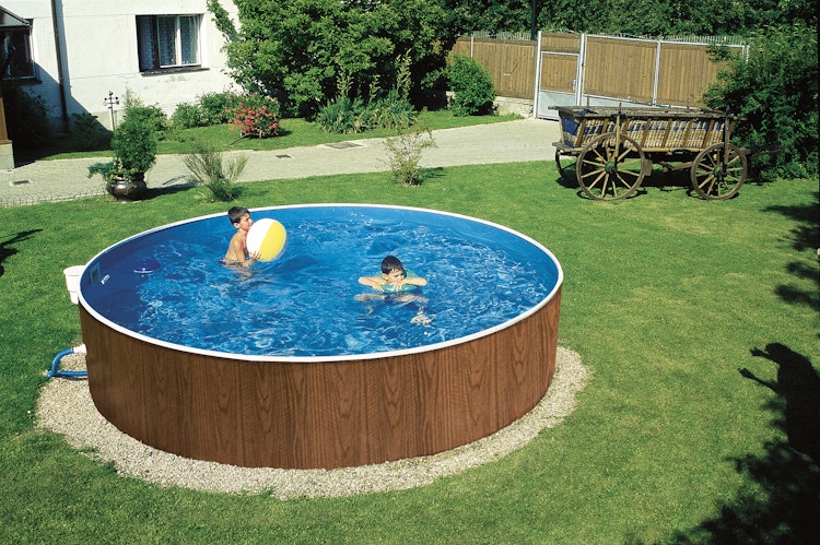 myPOOL Swimming Pool Poolset Splash mit Sandfilteranlage - Holzoptik Bild