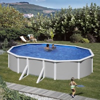 myPOOL Swimming Pool Poolset Feeling Grau - Ovalform mit Stahlwandbecken Höhe 1,20 m