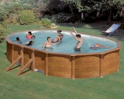 myPOOL Swimming Pool Poolset Feeling Wood - Ovalform mit Stahlwandbecken