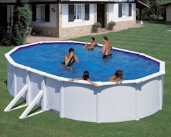 myPOOL Swimming Pool Poolset Feeling Weiß - Ovalform mit Stahlwandbecken-Set Höhe 1,32 m