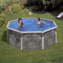 myPOOL Poolset Feeling Steinoptik - Rundform mit Stahlwandbecken