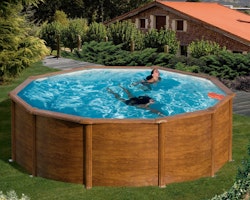 myPOOL Swimming Pool Poolset Feeling Holzoptik - Rundform mit Stahlwandbecken