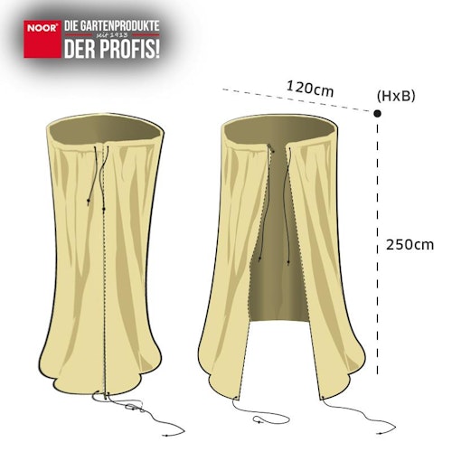 Noor Winterschutz-Thermomantel XL Ø120 x 250 cm mit Reißverschluss und 2 Zugseilen 70 g/m²