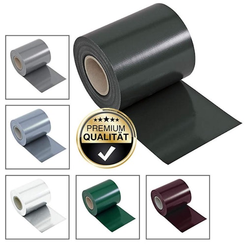 Noor Zaunblende PVC blickdicht 35 Meter inkl. 25 Klemmschienen