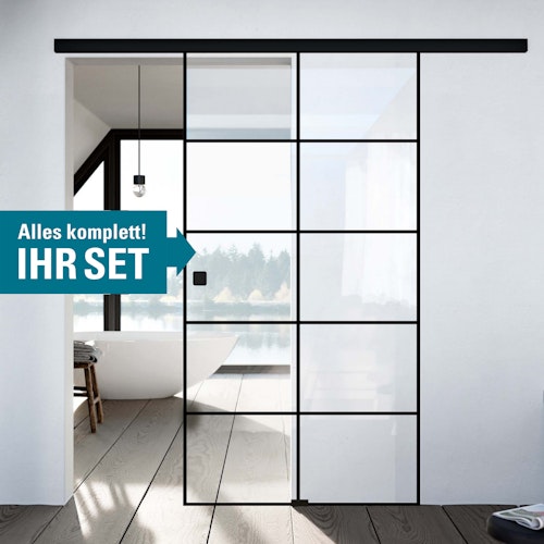 NOVADOORS Glasschiebetürkomplettset NOVA GST 684 BLACK Loft