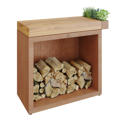 OFYR Butcher Block Storage 90 Corten Teakholz