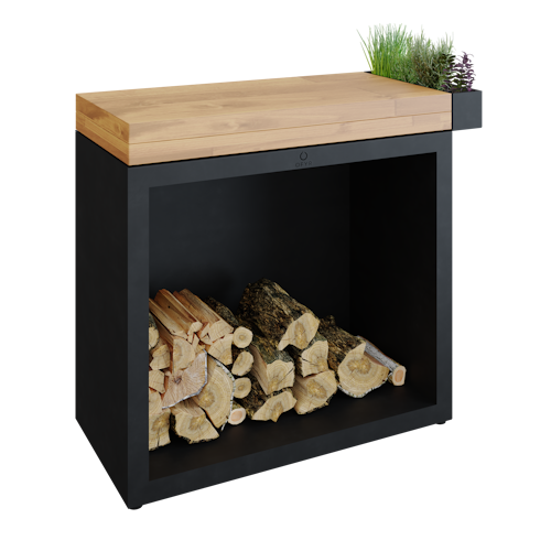 OFYR Butcher Block Storage 90 Black Teakholz