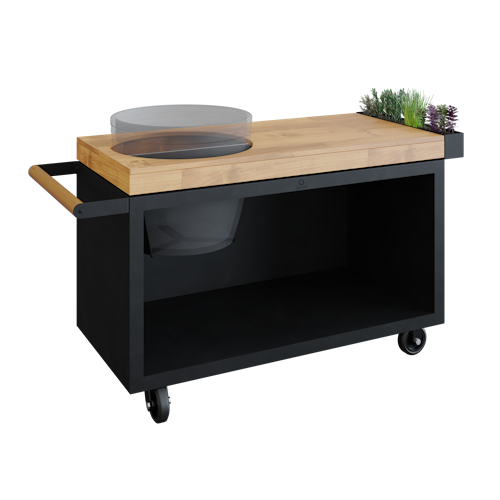 OFYR Kamado Table Black 135 PRO Teakholz BGE
