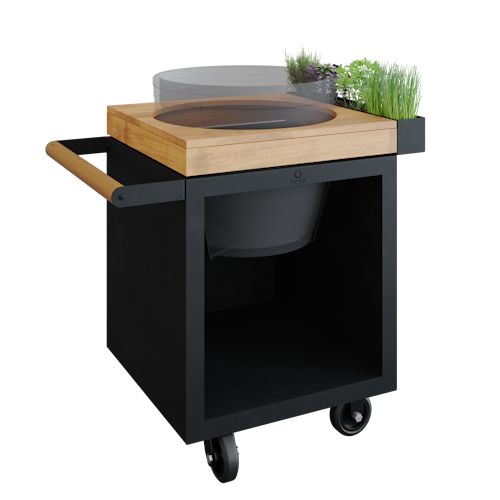 OFYR Kamado Table Black 65 PRO Teakholz BGE