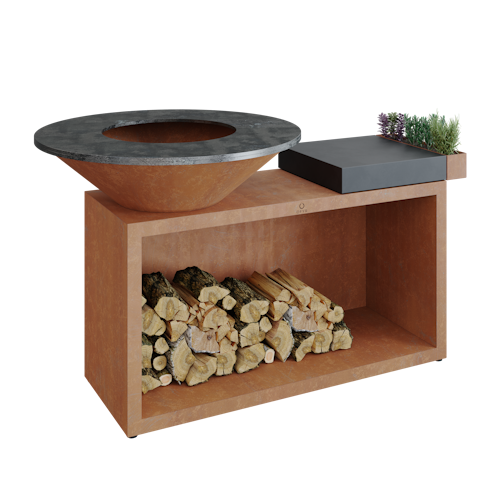 OFYR Plancha Grill Island Corten 100 Keramik Dunkelgrau