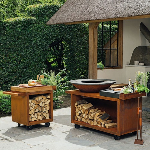OFYR Plancha Grill Island Corten 100 PRO Keramik Dunkelgrau