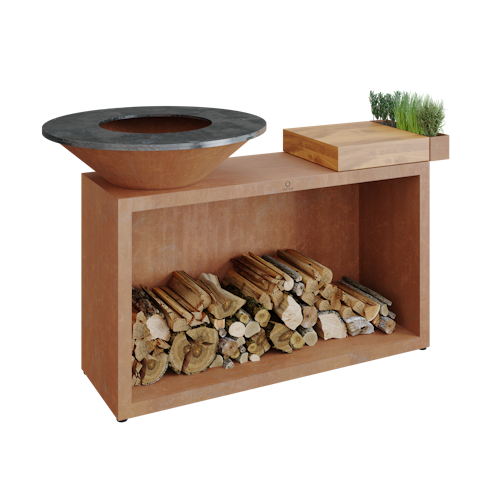 OFYR Plancha Grill Island Corten 85 Teakholz