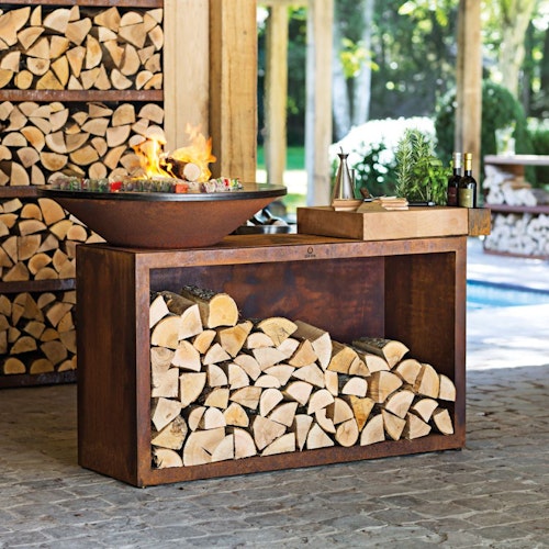 OFYR Plancha Grill Island Corten 100 Keramik Dunkelgrau