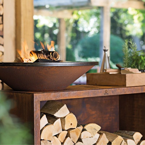 OFYR Plancha Grill Island Corten 100 Keramik Dunkelgrau