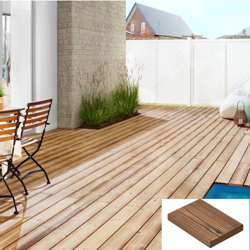 OSMO Terrassendiele Thermoholz Kiefer-geriffelt/glatt für SenoFix Befestigung 25 x 140 mm Bild