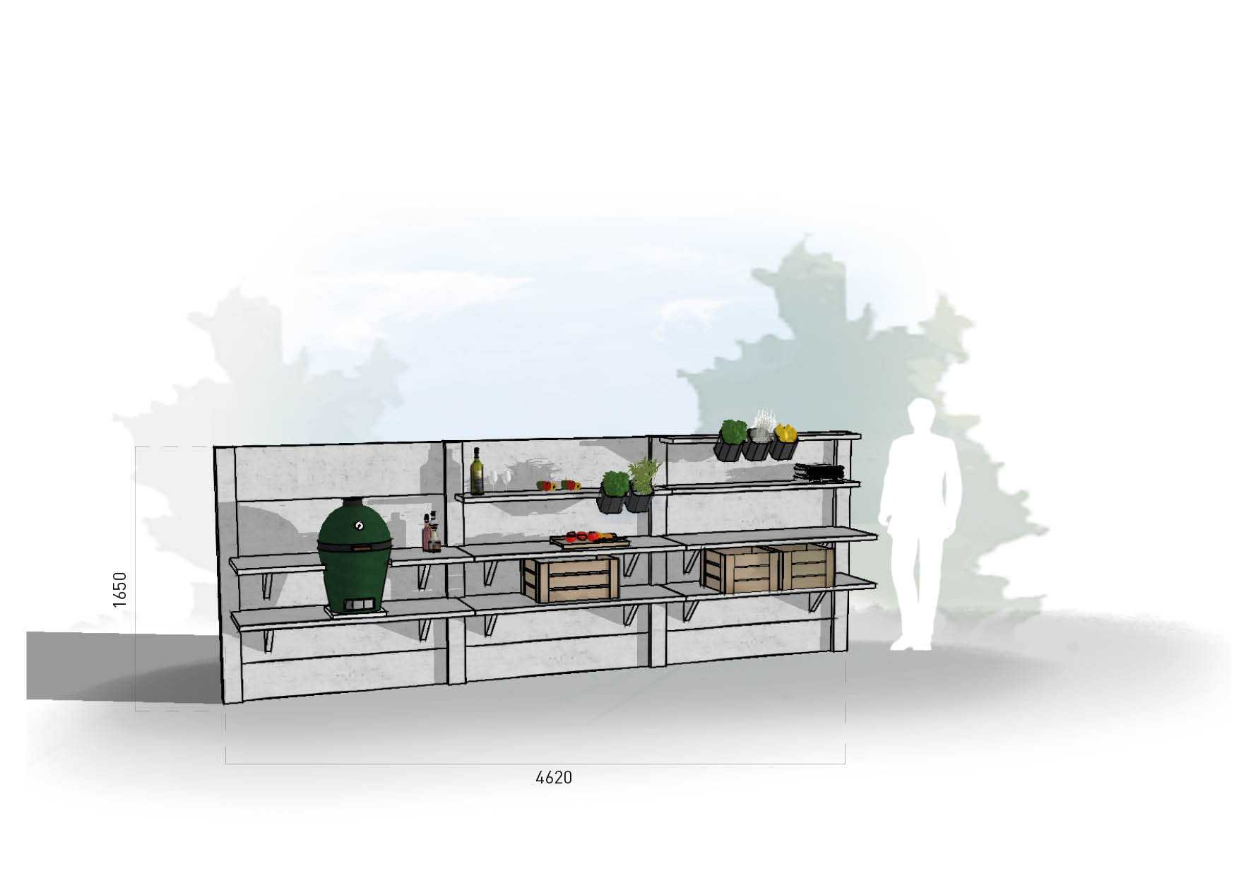 WWOO Designbeton-Outdoorküche Elia